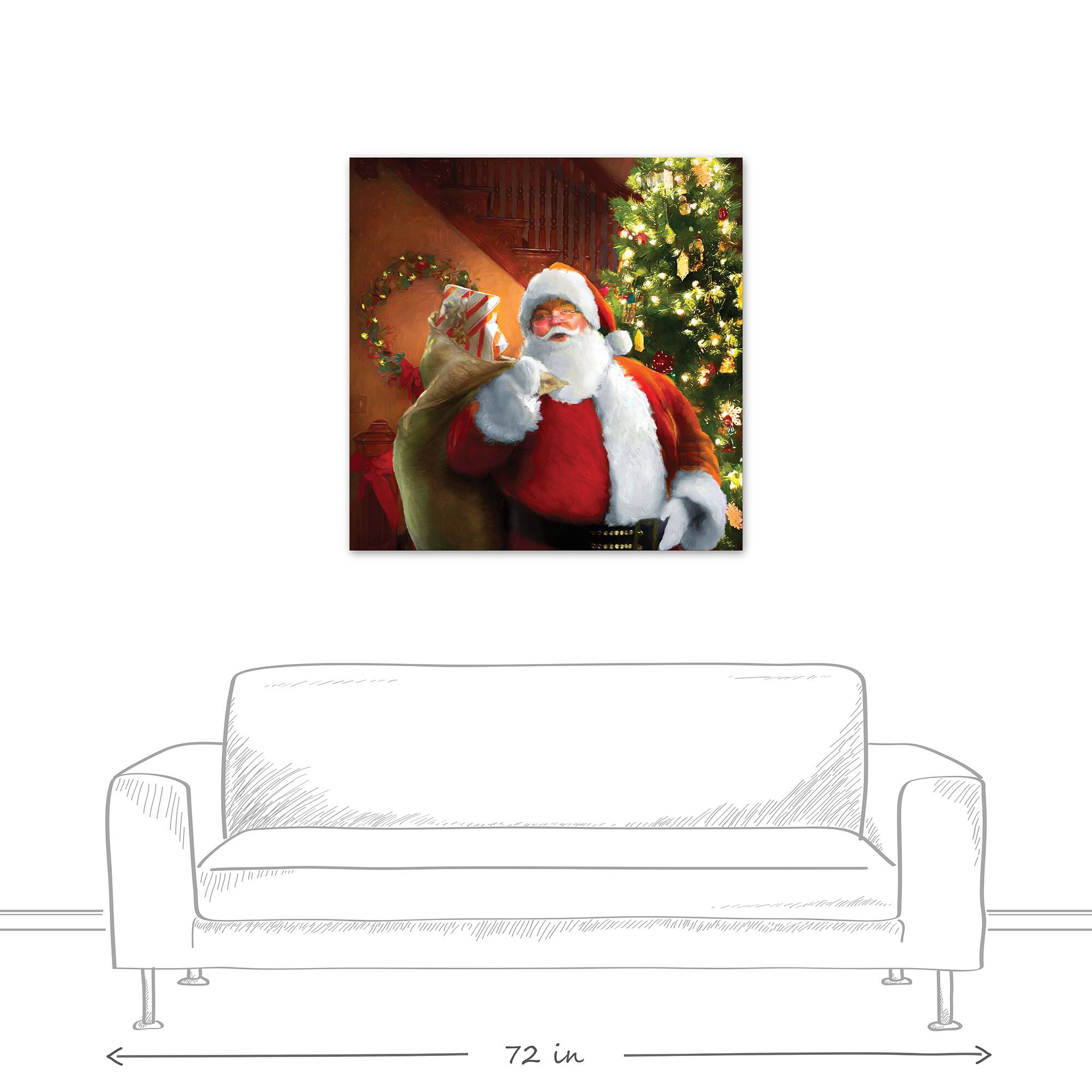 Santa Gets Ready 36x36 Canvas Wall Art